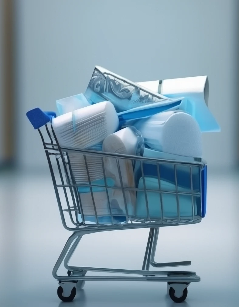 Einkaufswagen mit Verpackungen